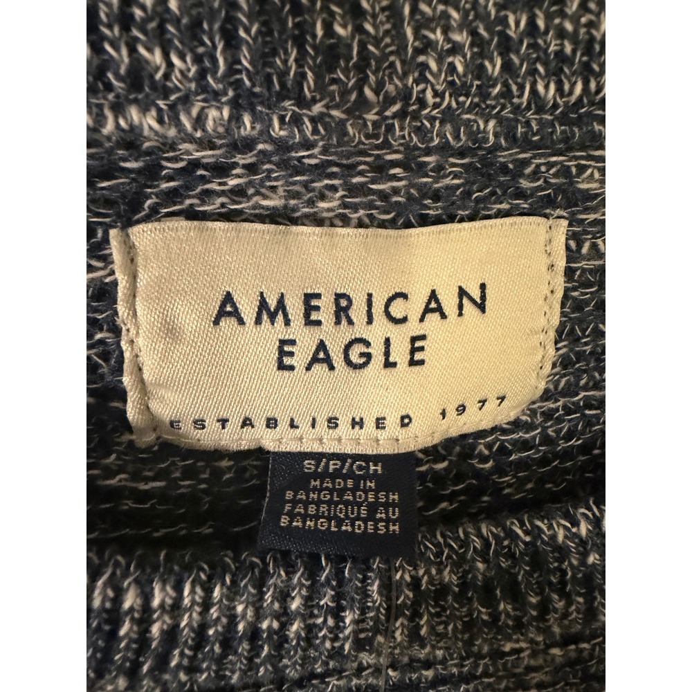 American Eagle Outfitters Mens Small Blue Marled Cotton Short Sleeve T-Shirt - Picture 3 of 7